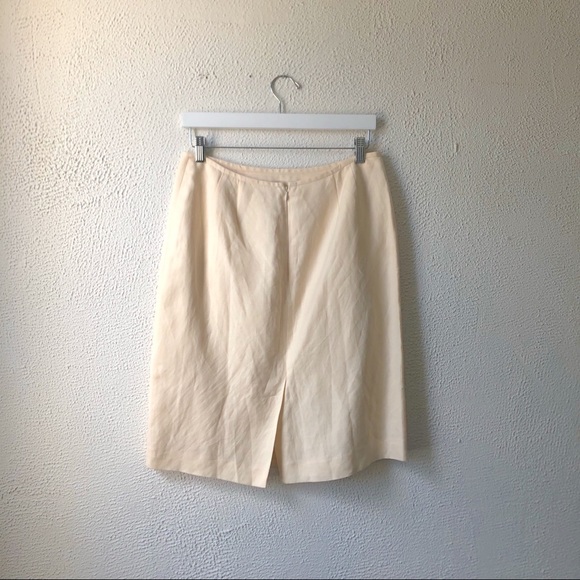 Vintage Kasper Cream Linen Pencil Skirt Size 12P - Picture 4 of 7